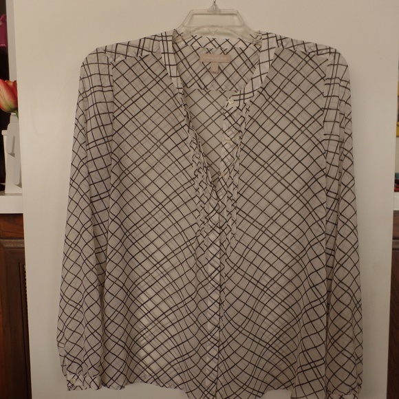 Banana Republic Tops - Banana Republic Ivory & Black Semi-sheer Blouse